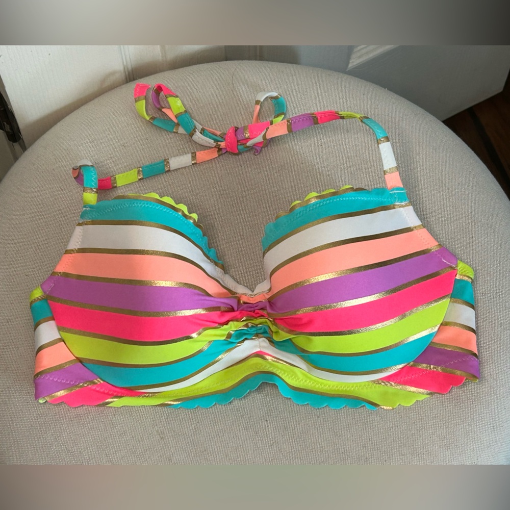 Victoria's Secret Padded Halter Top Neon Sexy Bikini Bathing Swim Suit Beach